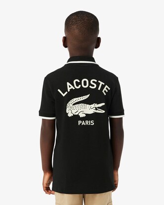 Boys' Stripe Collar Petit Piqu&eacute; Polo