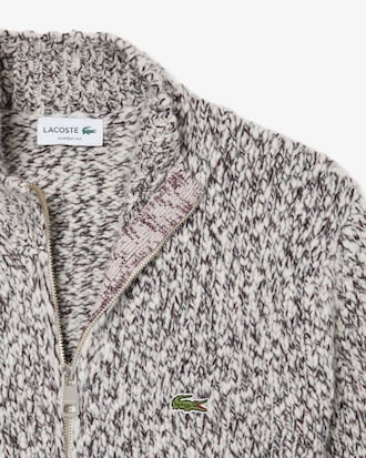Zipped Mercerized Wool Knit Sweater