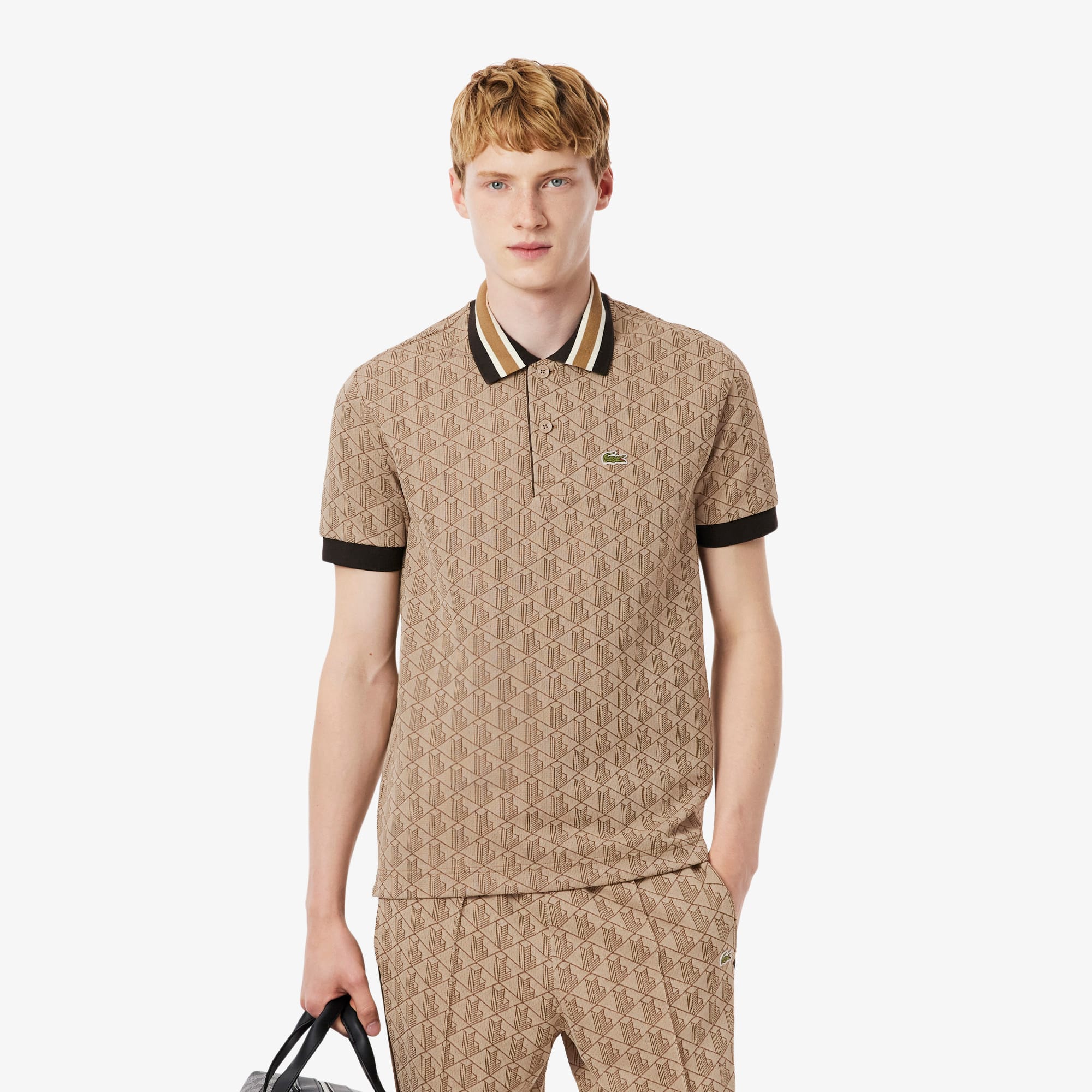 Lacoste Men's Classic Fit Monogram Polo - 3xl - 8 In Brown