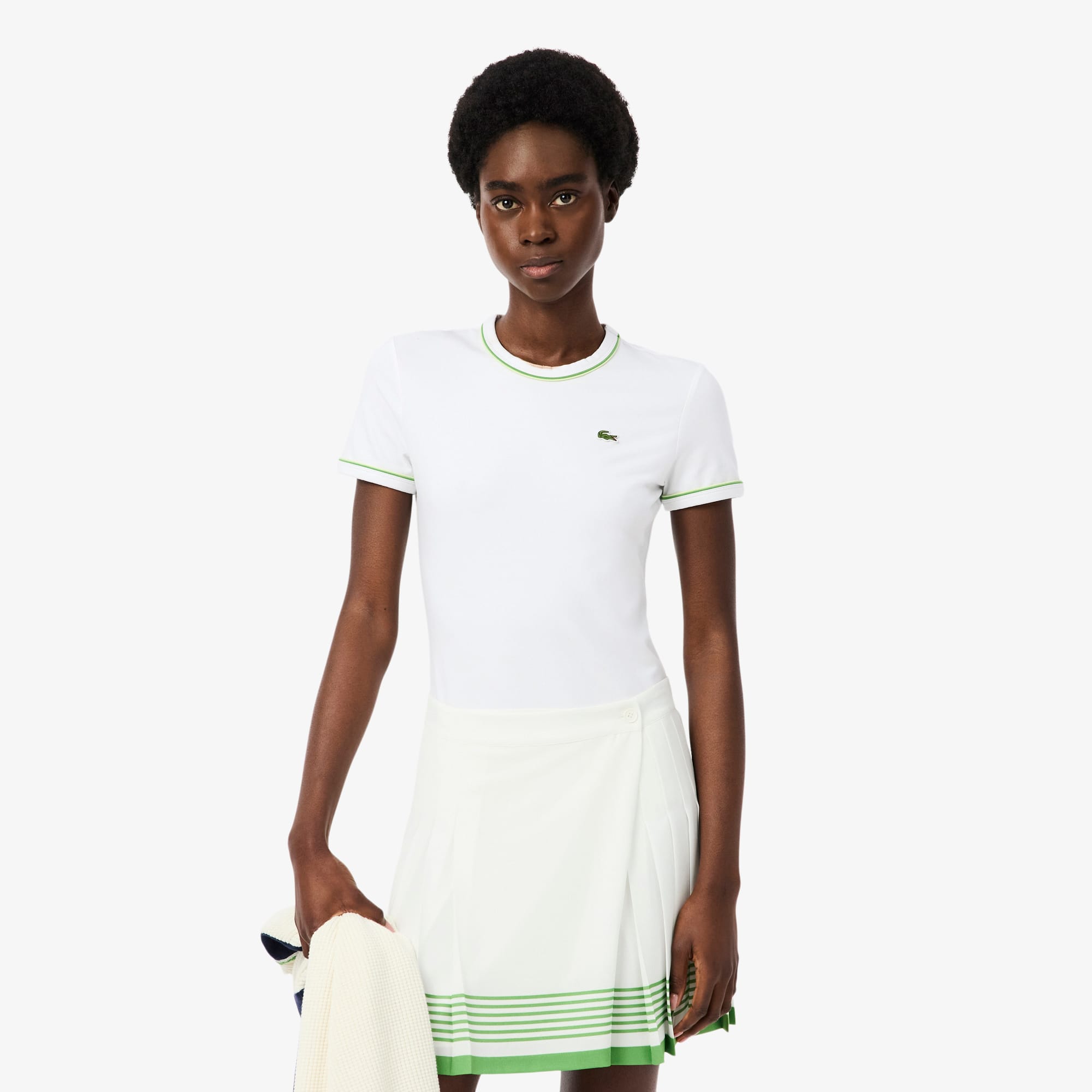 Lacoste Women's Contrast Trim Jersey T-shirt - 44 In White