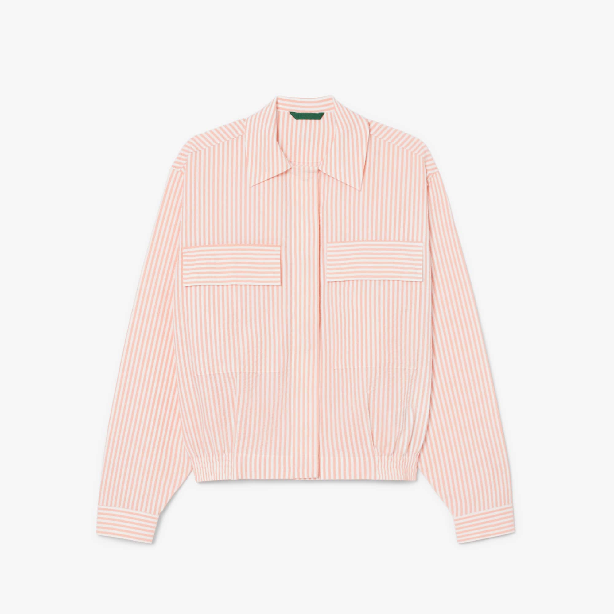 Lacoste Striped Seersucker Jacket - 42 In Pink