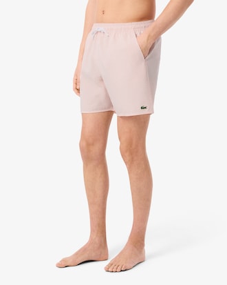 Men's Mid Length Striped Textured Swim Trunks