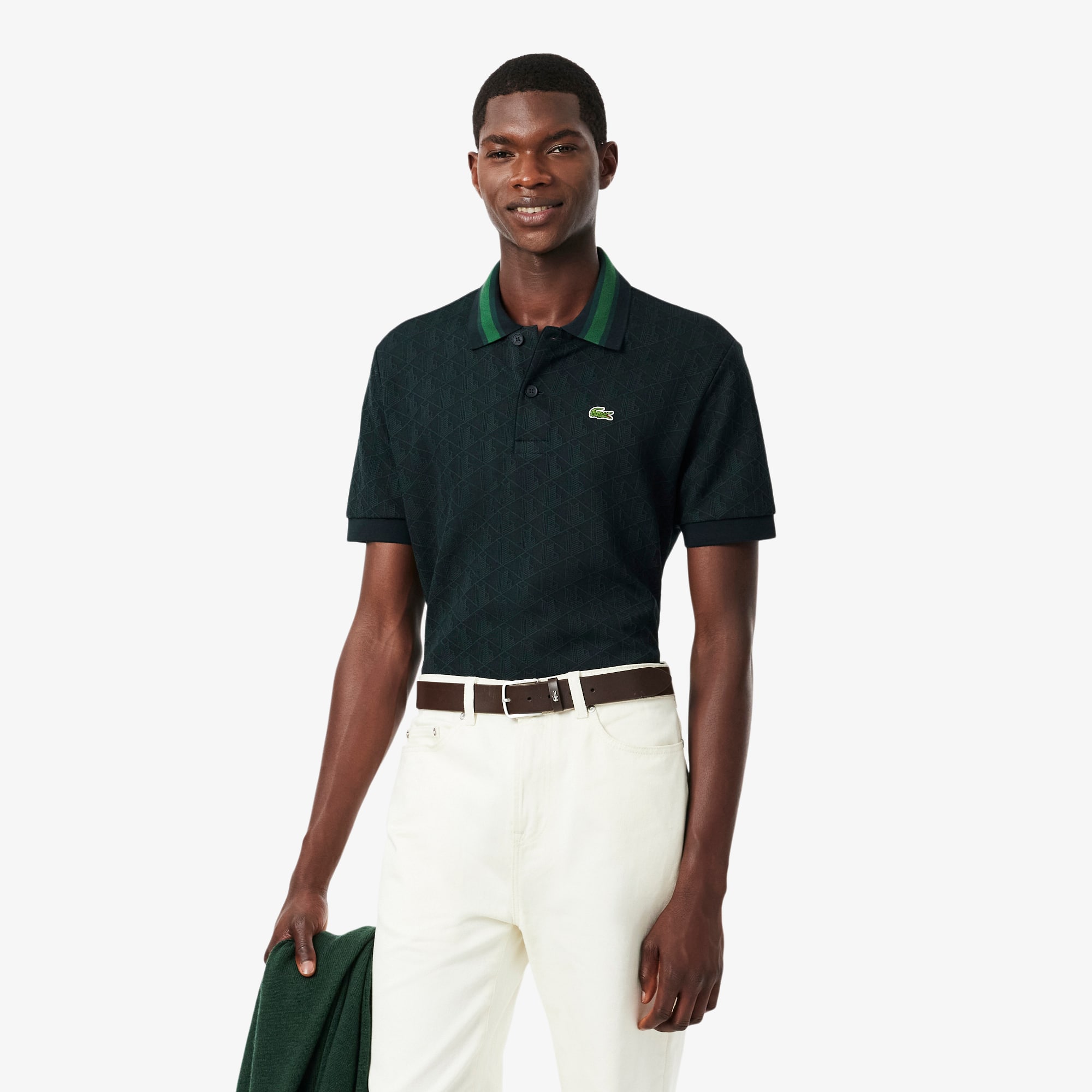 Lacoste Men's Classic Fit Monogram Polo In Green