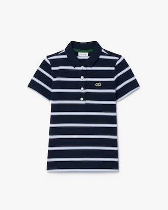 Girls' Striped Petit Piqu&eacute; Polo