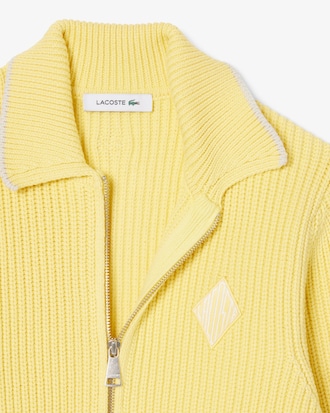 Zipped Cotton Badge Accent Sweater