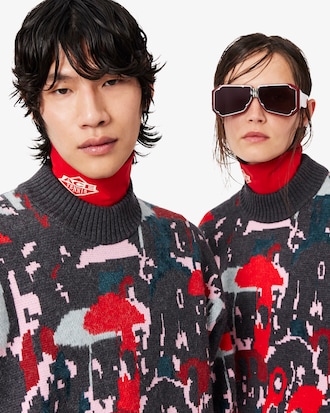 Runway Wool Blend Jacquard Sweater