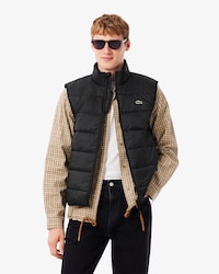 Chamarra de plumón corta, sin mangas y repelente al agua