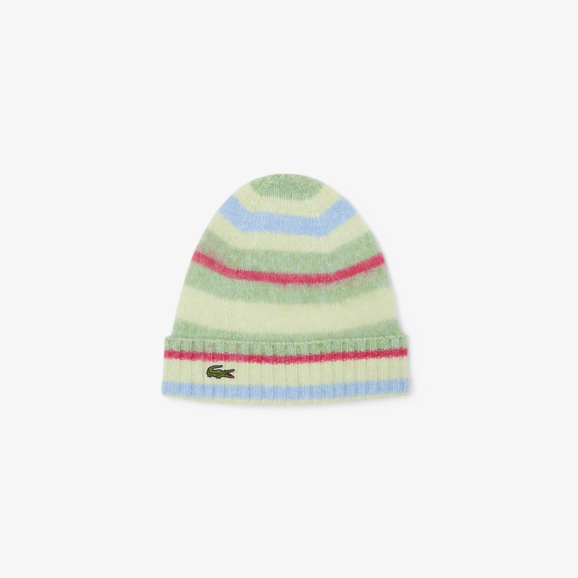 Lacoste Unisex Striped Alpaca Blend Wool Beanie - One Size In Pink