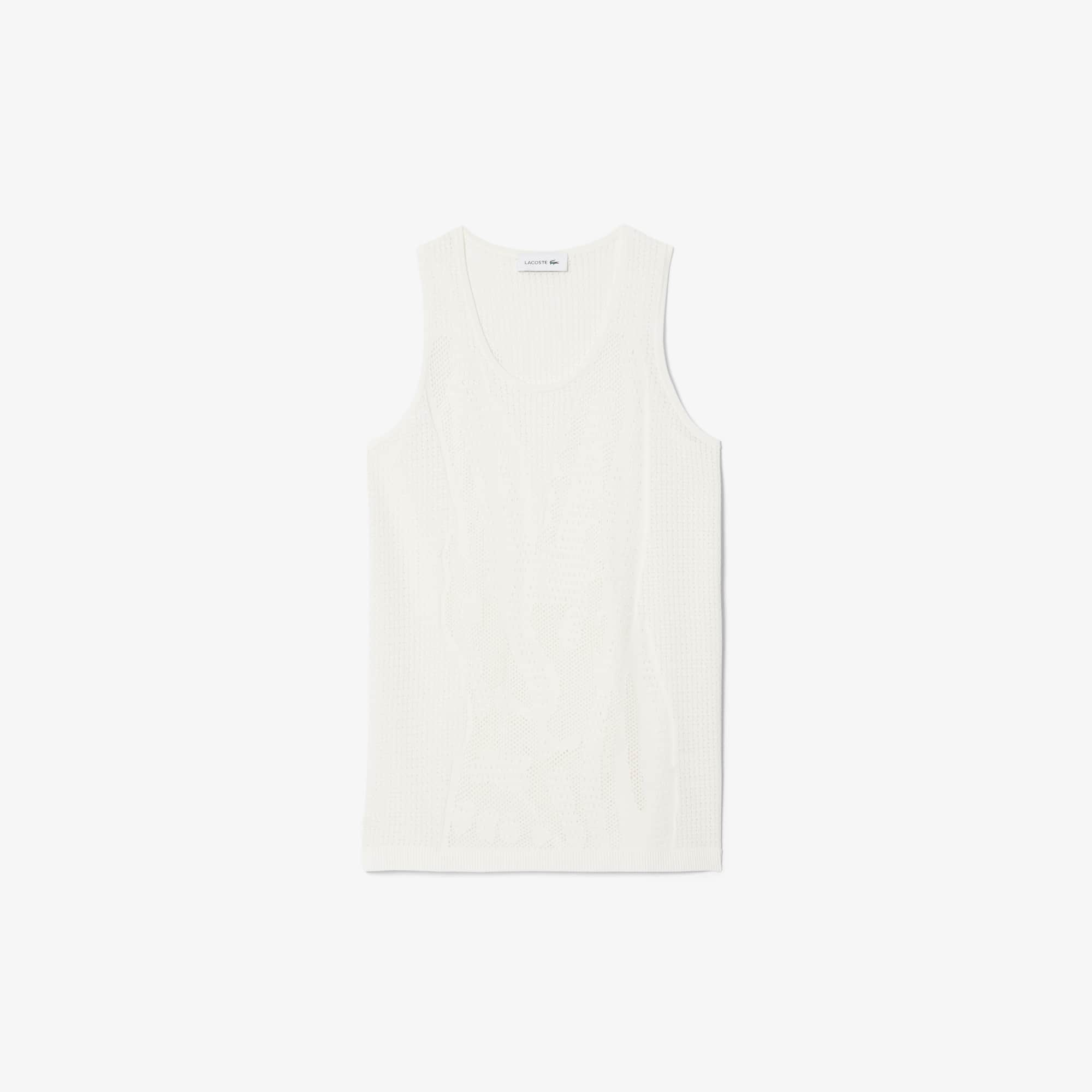 Lacoste Mesh Crochet Tank Top - 44 In White