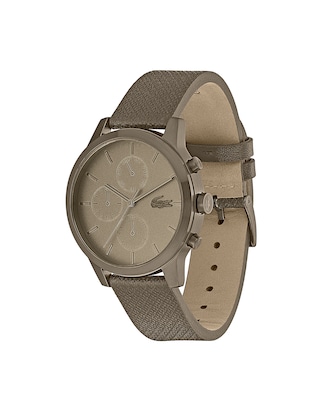 Mens Lacoste.12.12 Watch with Khaki Leather Petit Piqu&eacute; Strap 