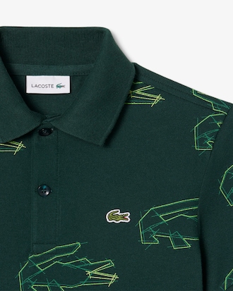 Kids' Crocodile Print Mini Piqué Polo
