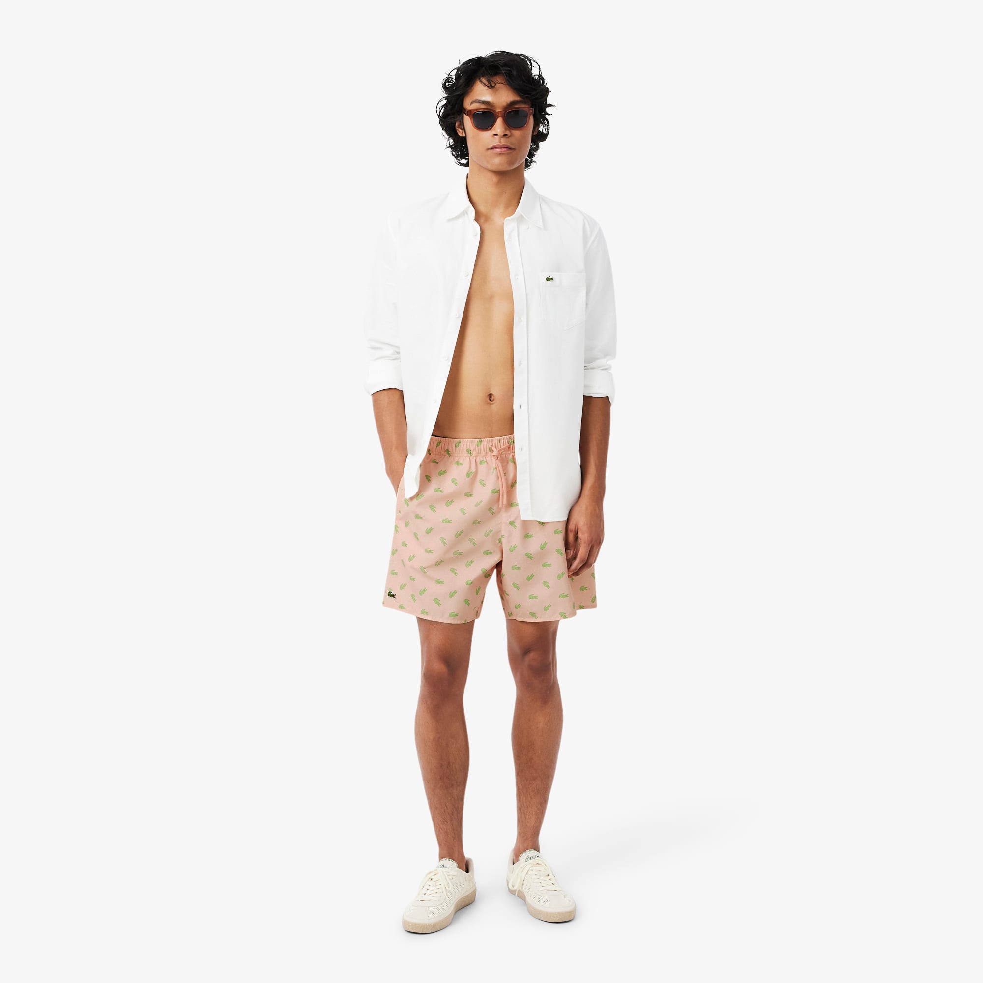 Mid Length Crocodile Print Swim Trunks - Shorts & Swim - New In