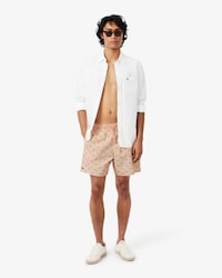 Mid Length Crocodile Print Swim Trunks