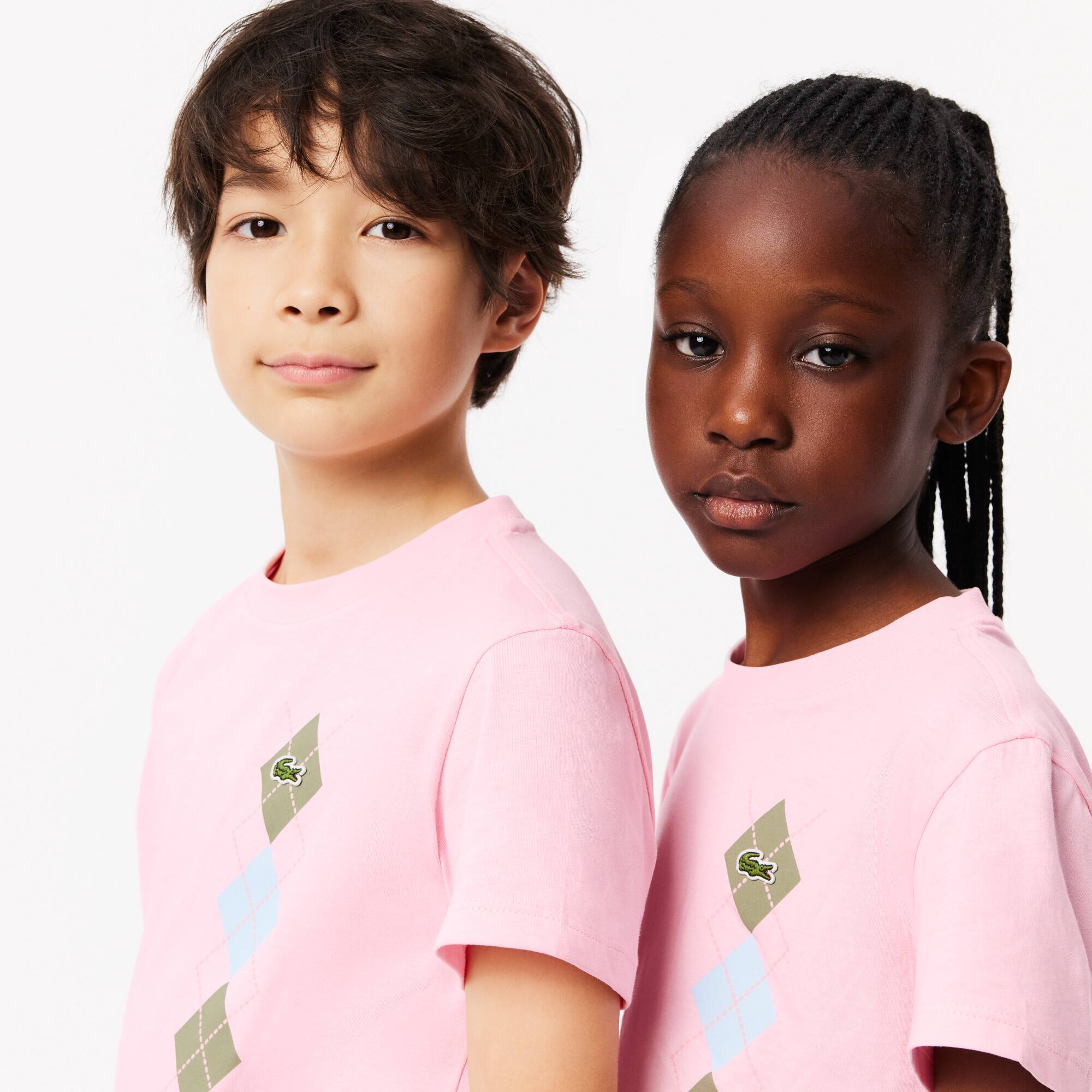Kids' Argyle Print Cotton T-Shirt - T-Shirts & Tops - New In 2026