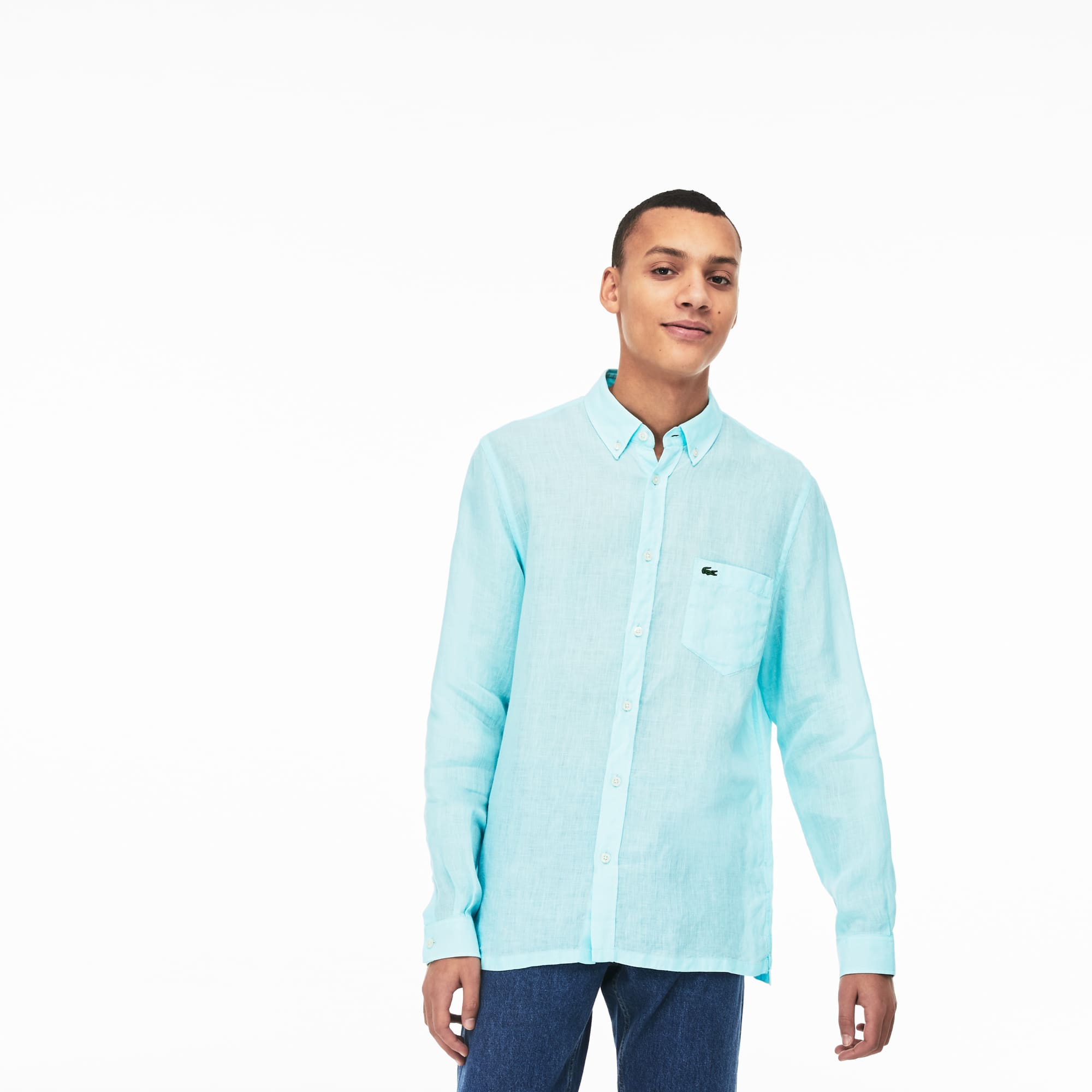 Camisa adolescente Junior corto manga de lino fino camisas