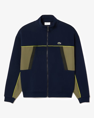 Men's Loose Fit Zip-Up Piqué Sweatshirt