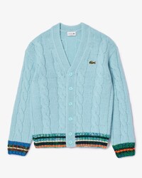 Unisex Loose Fit Cable Knit Wool Cardigan
