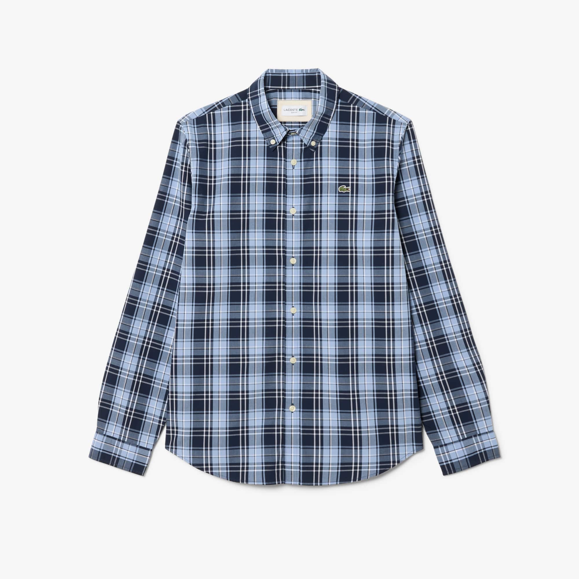 Slim Fit Gingham Print Stretch Poplin Shirt