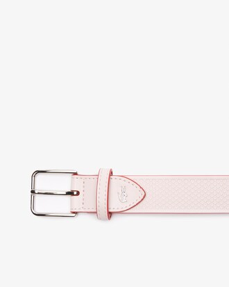 Cinturón de piel con costuras de cocodrilo de metal para hombre