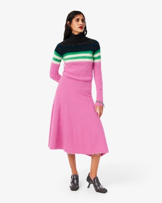 Runway High Neck Alpaca Wool Maxi Dress