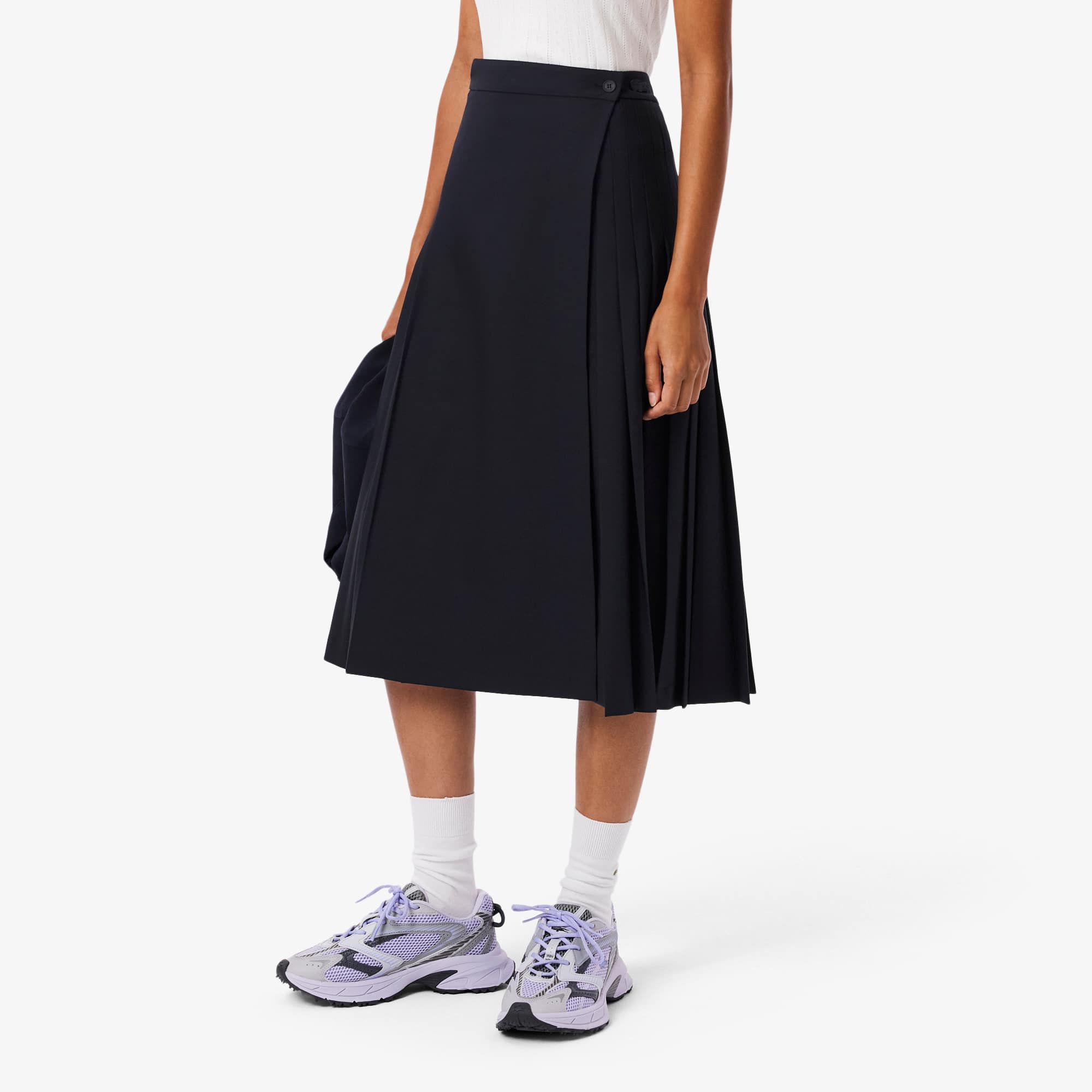 Women's Pleated Wool Midi Wrap Skirt - Shorts & Skirts - New In