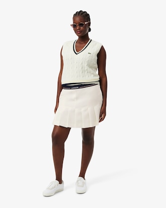 Falda corta plisada de mezcla de lana