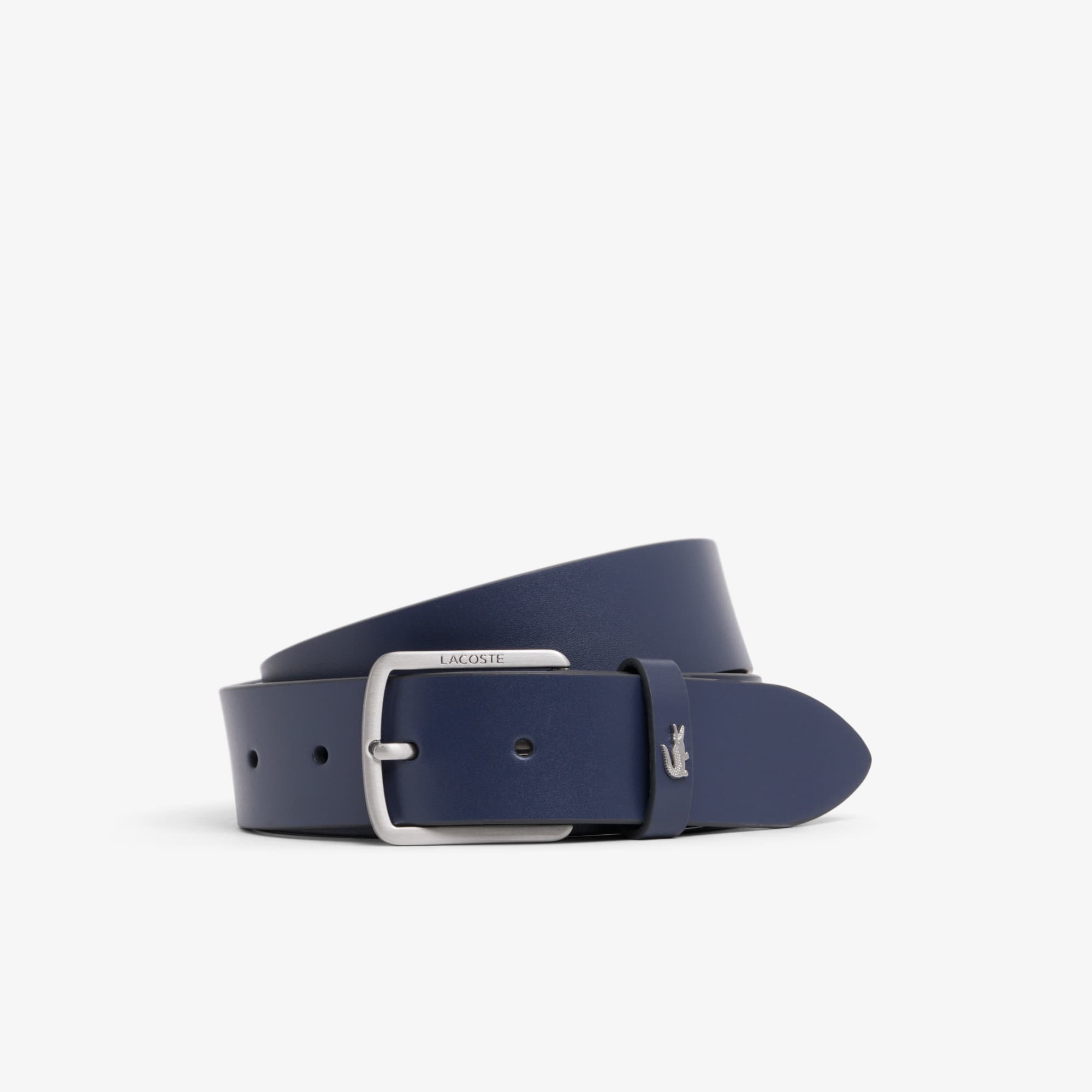 Lacoste Smooth Leather Belt - 39 In In Blue