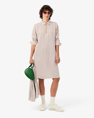 Robe col chemise cr&ecirc;pe fluide