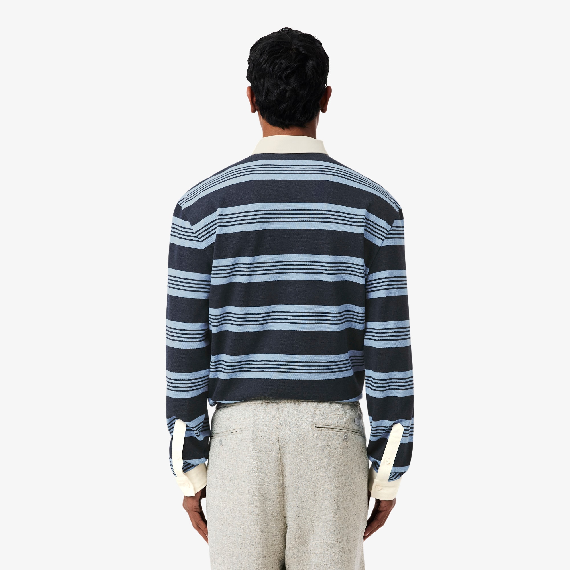 Relaxed Fit Striped Piqué Rugby Polo Shirt - Polo Shirts - New In