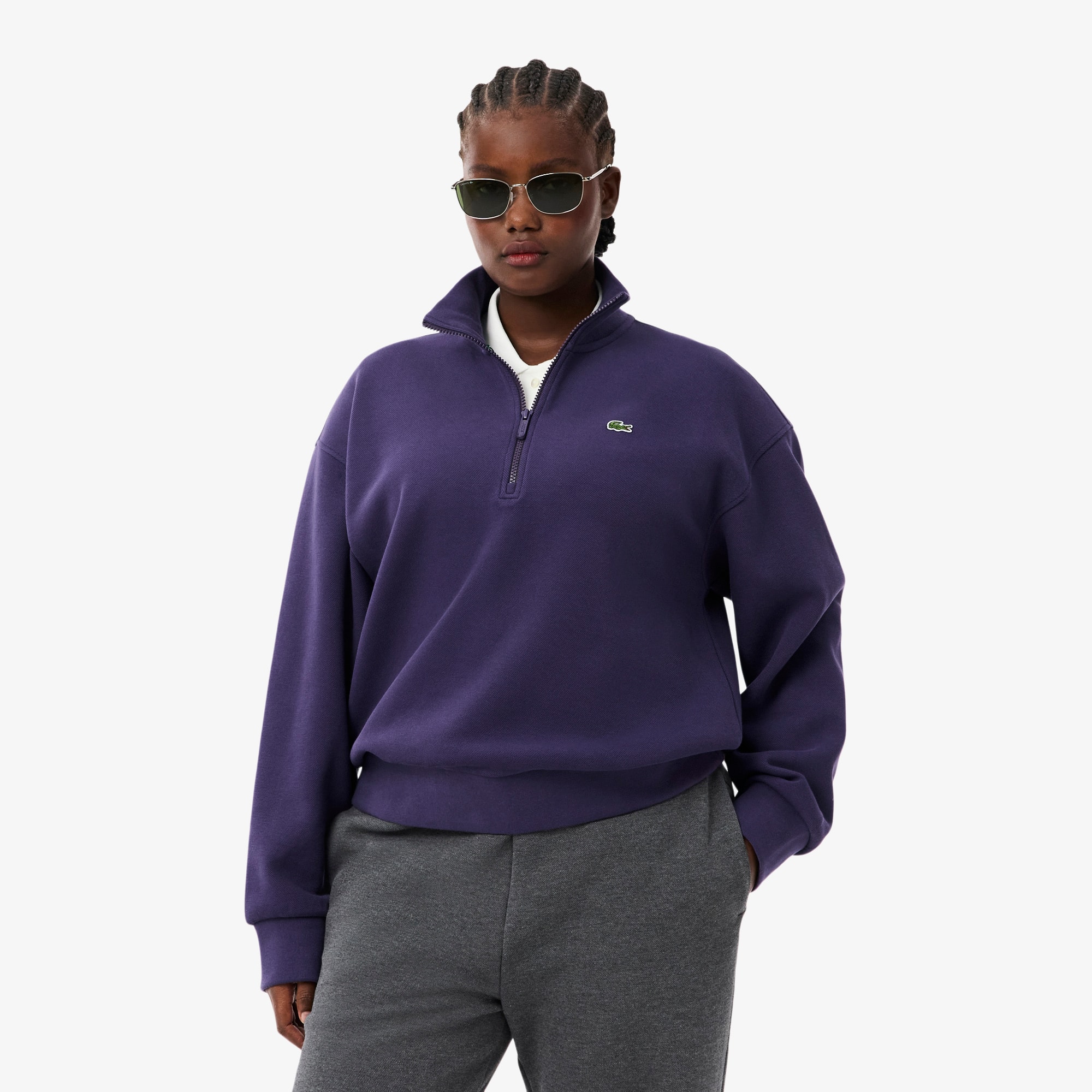Women's Zip-Up Piqué Sweatshirt - Sweaters & Sweatshirts - New In