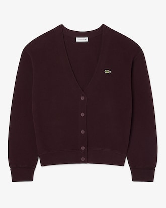 Women's V-Neck Moss Stitch Cotton Cardigan