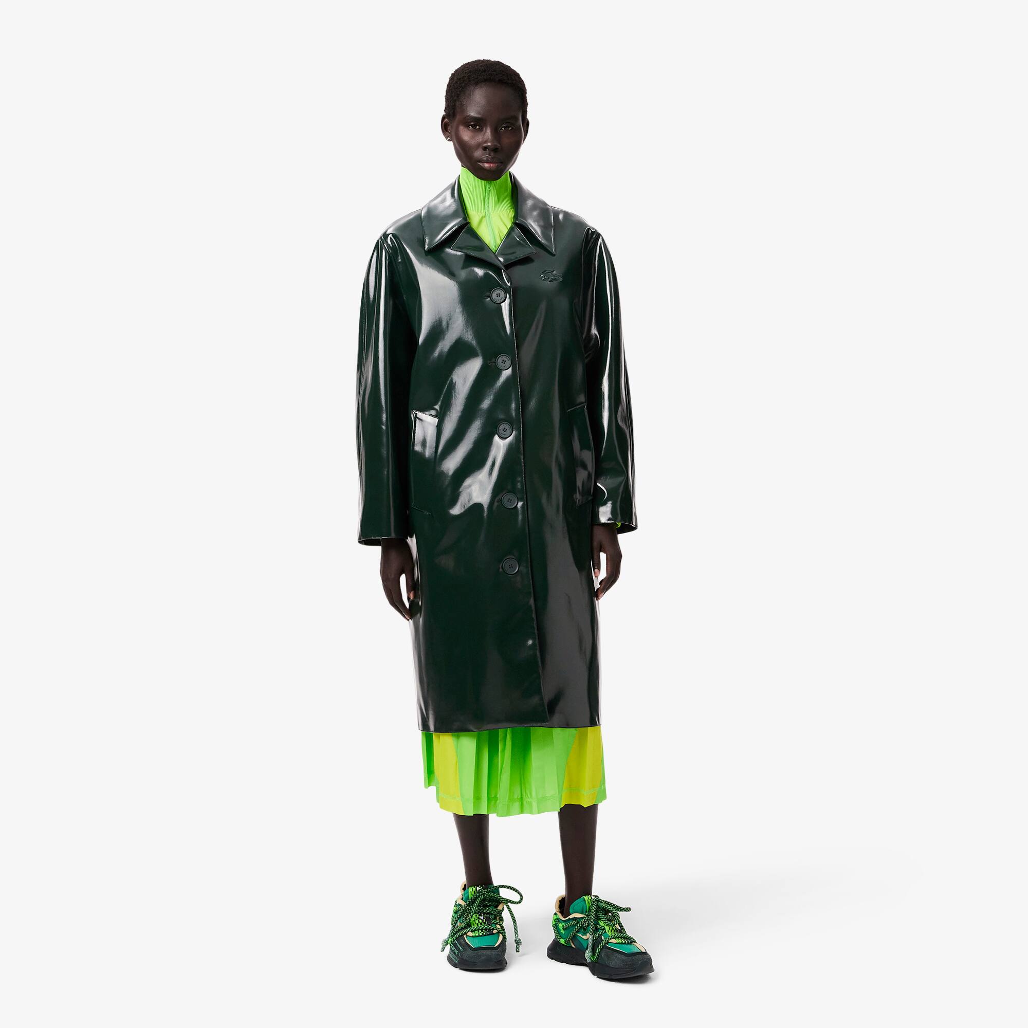 Women's Tailored Collar Vinyl Trench Coat