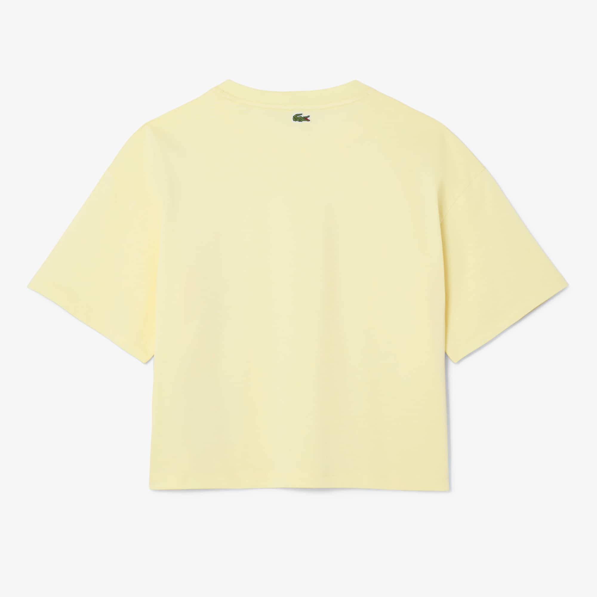 Tシャツ・カットソー LACOSTE Woman T-Shirt Cream PF1123 70V Women's Signature Print Cotton T-Shirt - T-Shirts & Tops