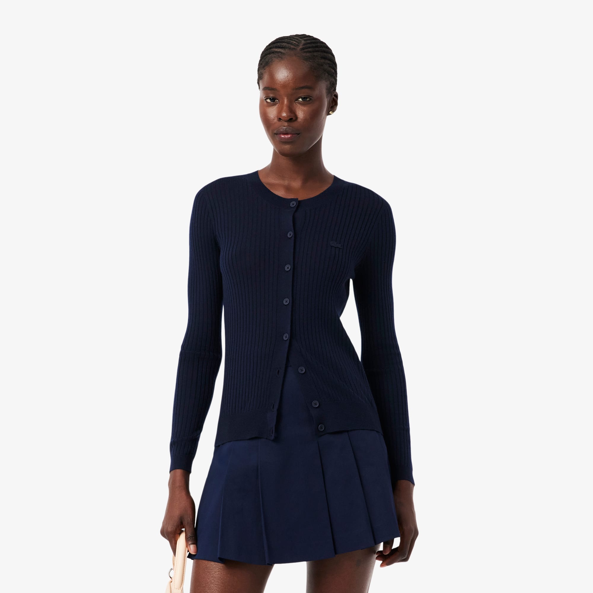 Women's Rib Knit Merino Wool Cardigan - Sweaters & Sweatshirts