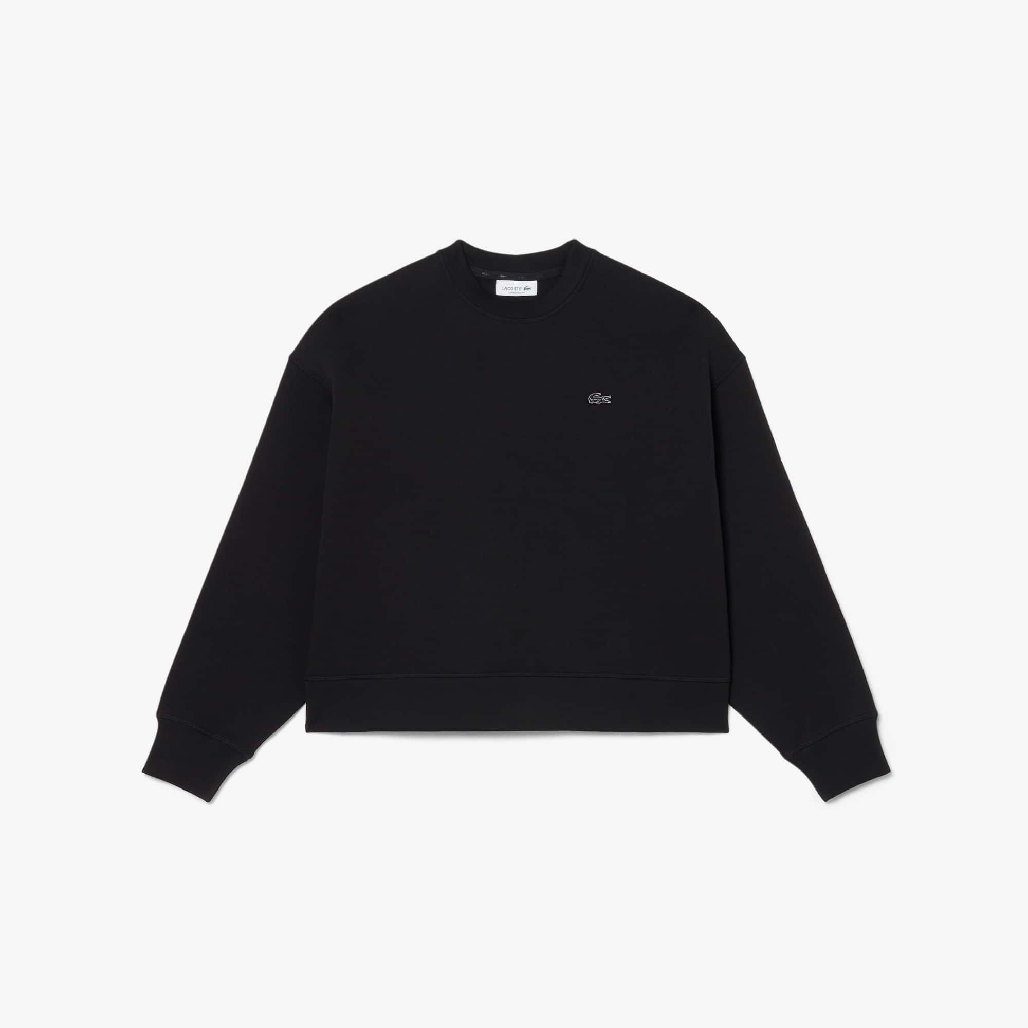 LACOSTE ブラック 長袖カットソー US XS Oversized Double Face Jersey Sweatshirt - Sweaters & Sweatshirts