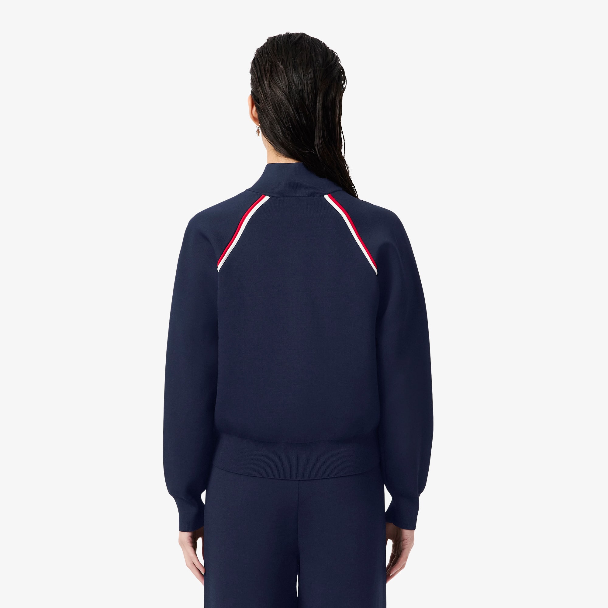 Women's High-Neck Zip Front Double Face Sweater - Sweaters