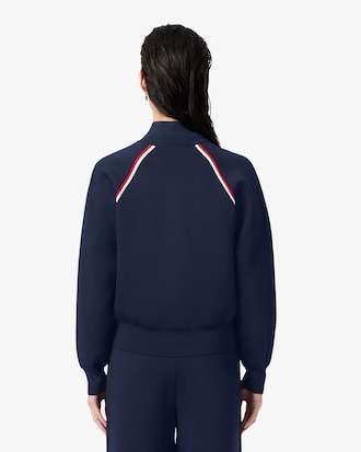 Women's High-Neck Zip Front Double Face Sweater