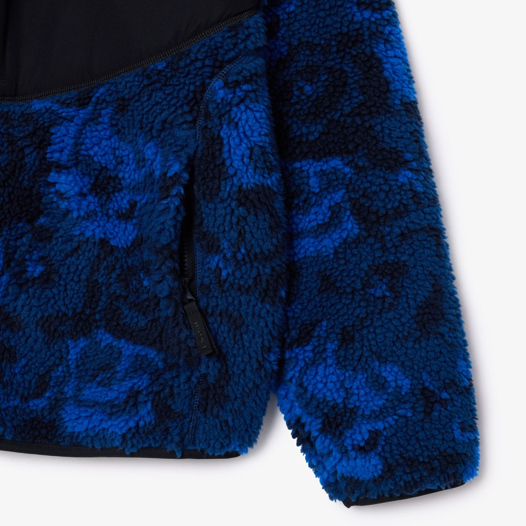 Men's Zip-Up Floral Motif Fleece Jacket - Jackets & Coats