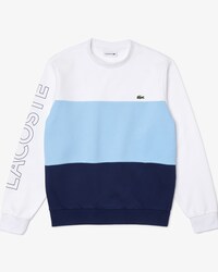 Men&rsquo;s Crew Neck Lettered Colorblock Fleece Sweatshirt