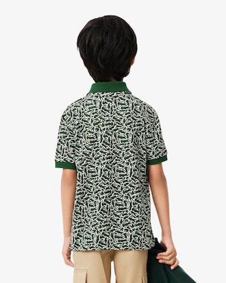 Boys' Crocodile Print Piqué Polo