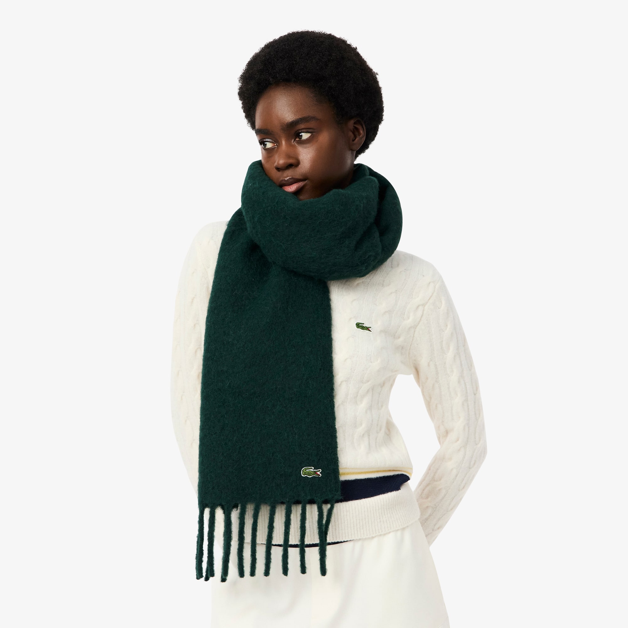 Women's Alpaca Blend Fringed Scarf - Scarves & Gloves - New In