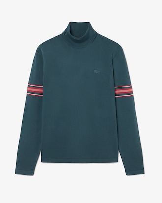 Runway High Neck Striped Jersey Sweater