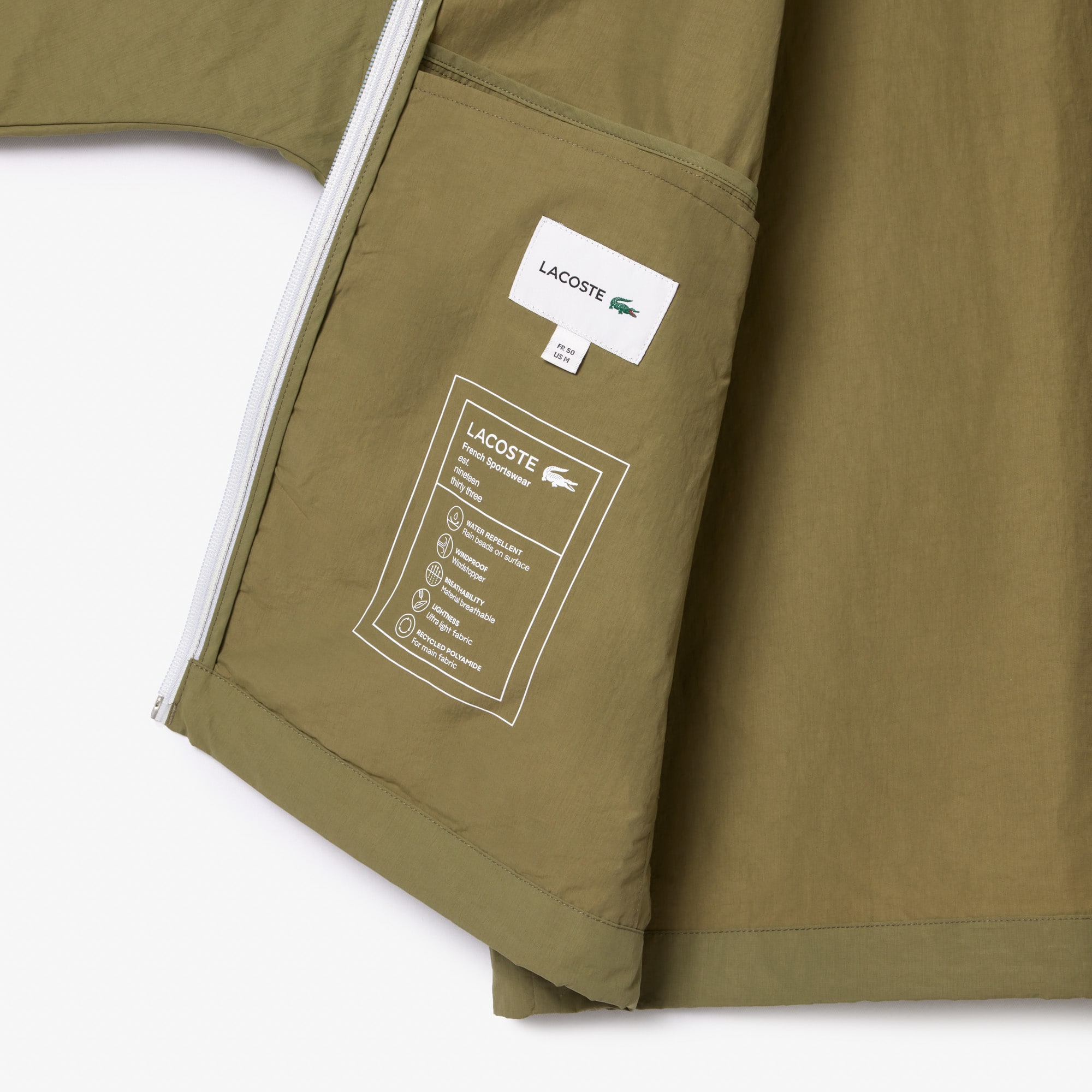 Men's Water-Repellent Removable Hood Windbreaker