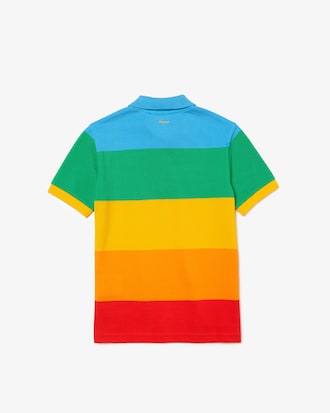 Boys&rsquo; Lacoste x Polaroid Colour Striped Cotton Piqu&eacute; Polo Shirt