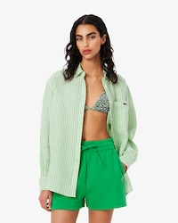 Camisa Para mujer oversize de lino a rayas