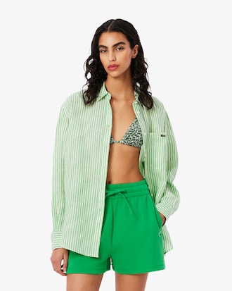 Camisa Para mujer oversize de lino a rayas