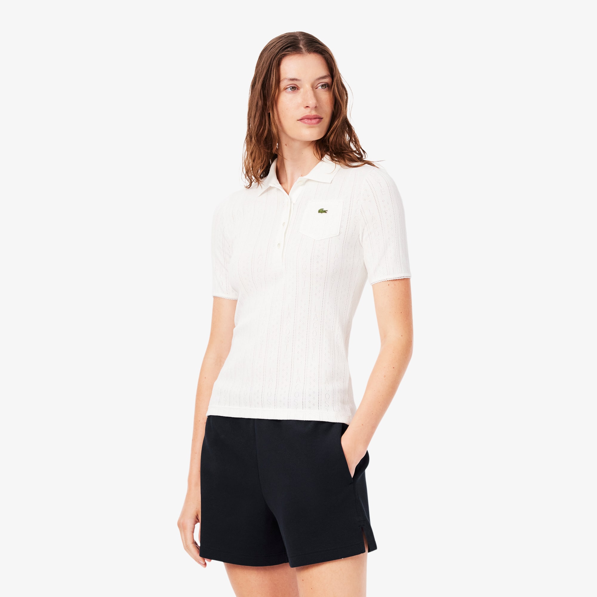 Lacoste Polo de Tejido Pointelle de Corte Ajustado Blanco
