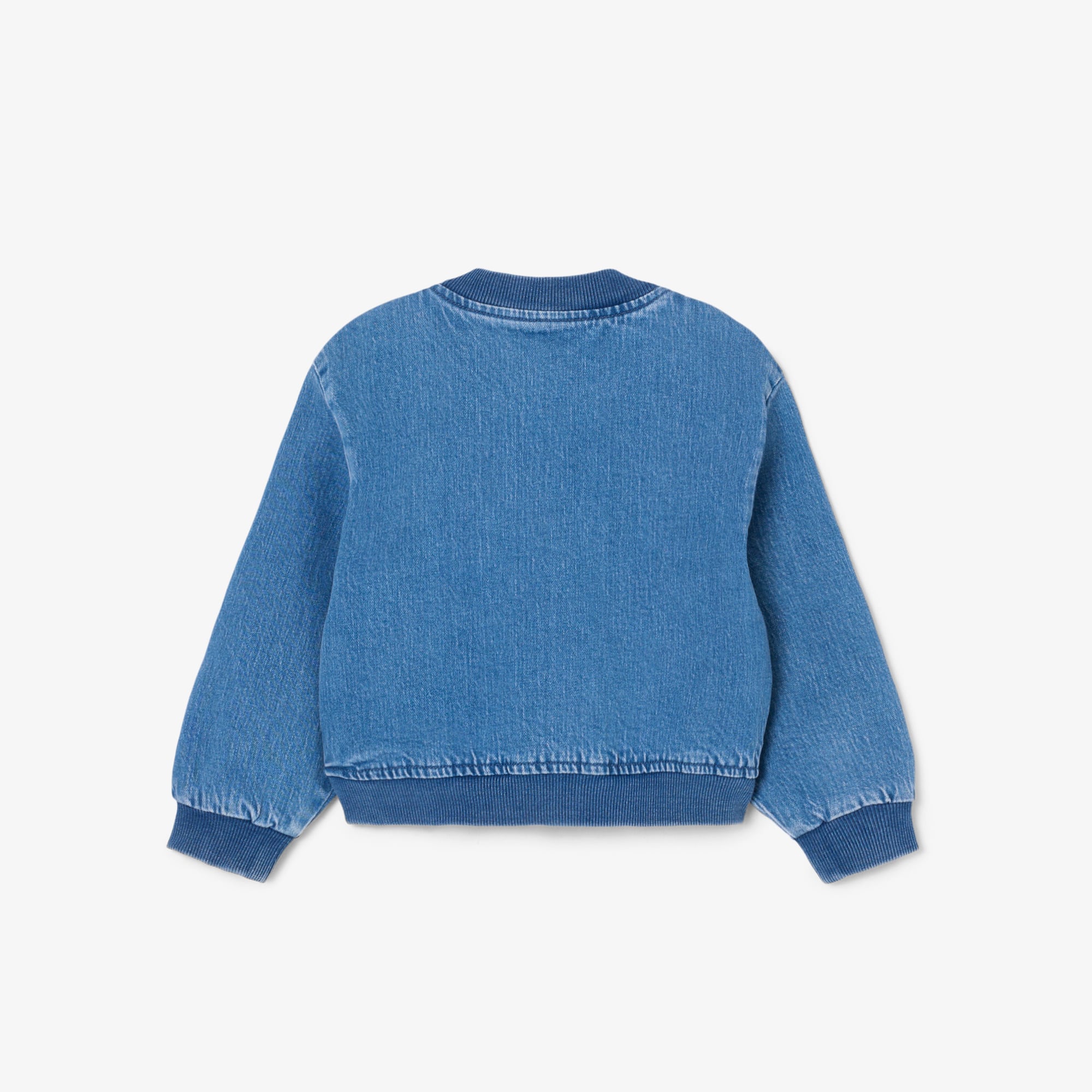 Padded Badge Accent Denim Bomber Jacket