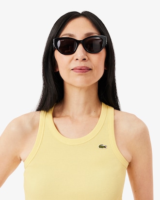 Playera sin mangas de algodón de corte ajustado para mujer