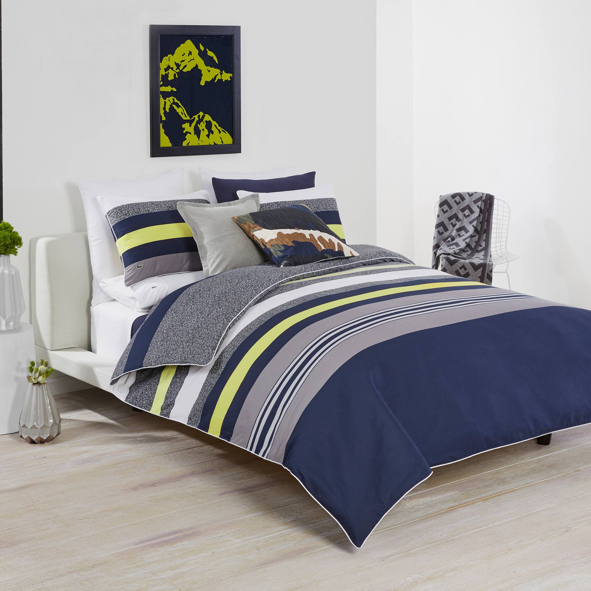 Tigne Full Queen Duvet Set Lacoste Color Blue Yellow